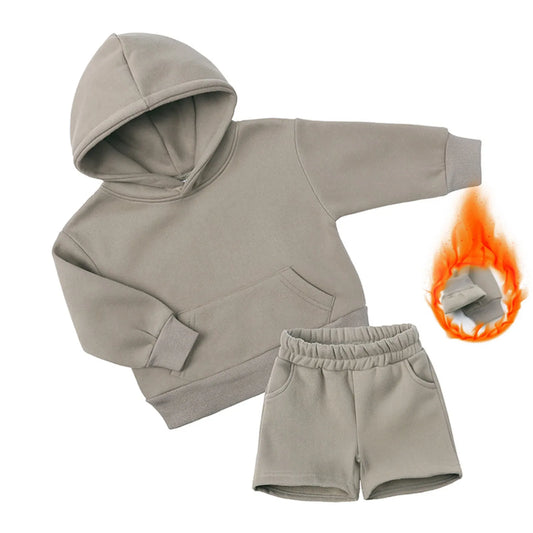 Maxy Children Kids Outfits Autumn Suits Solid Color Fleece Pants+Long Sleeve Sweatshirt Clothes For Toddler Boys Girls Tracksuit Set