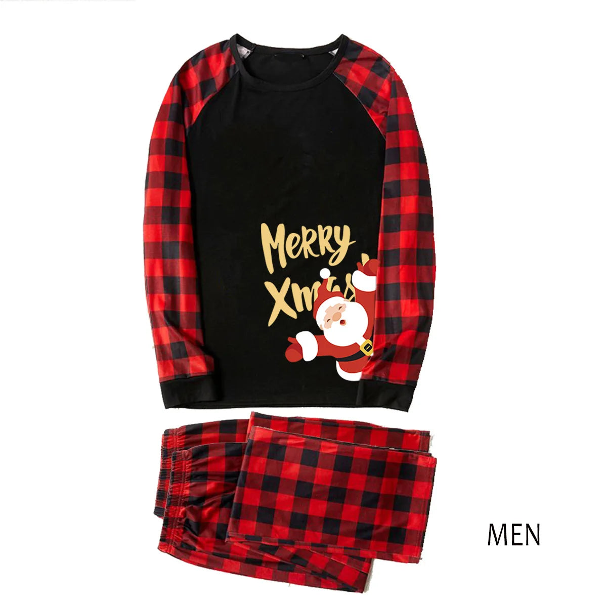 Momsey 2024 Christmas Matching Pajamas Set Merry Xmas Print Plaid Boys Girls Clothing Sets Soft Loose Sleepwear Family Look Clothes Pjs