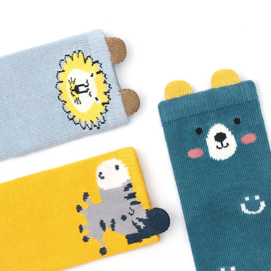 Baby Socks Infant Bear Bunny Lion Zebra Penguin Floor Socks Boy Girl Animal Ears Stockings Children Anti-Slip Clothing Accessory