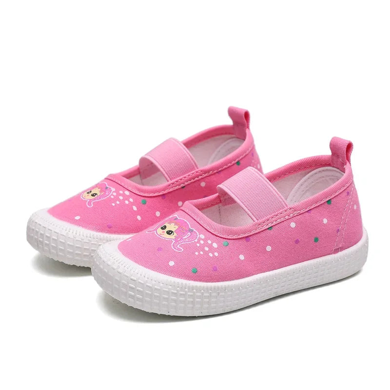 Maxy Fashion Girls Shoes Sweet Cute Children's Canvas Sneakers for Toddlers Baby Girl Size 21-30 Kids Casual Shoes Cartoon