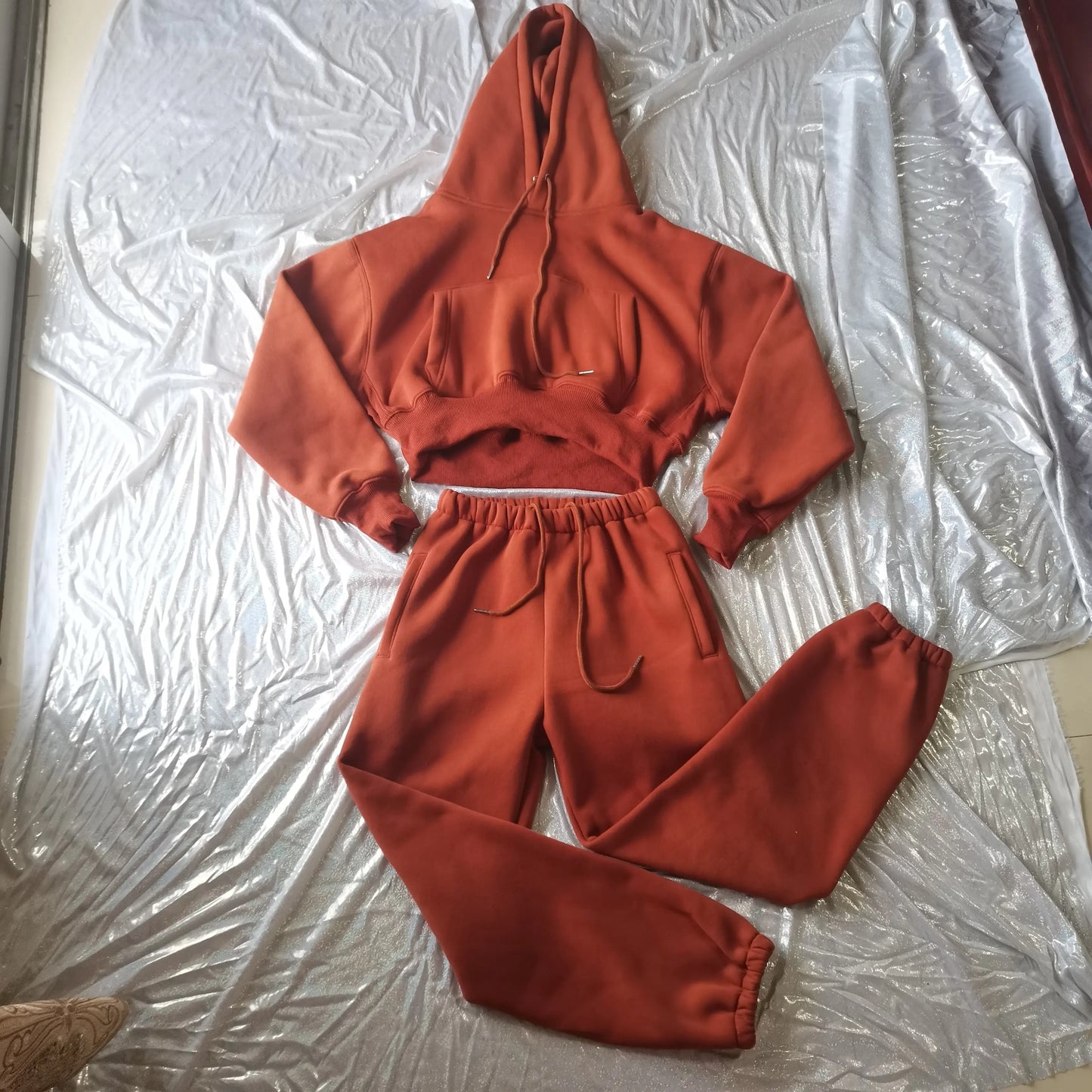 Maxy Wholesale Fleece Hoodie with Jogger Pant Sweat Suit Fall Winter 2 Piece Set Tracksuit Women Sports Outfit Two Piece Solid Casual