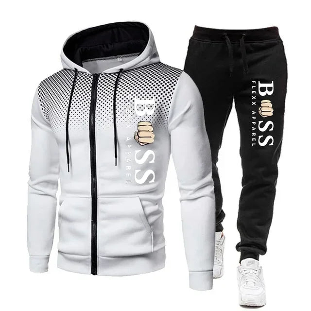 Visco New Men Tracksuits Men Sets Sweatshirt +sweatpants Tracksuit Zipper Stand Collar Sports Suit Jogging Fitness Men Clothing