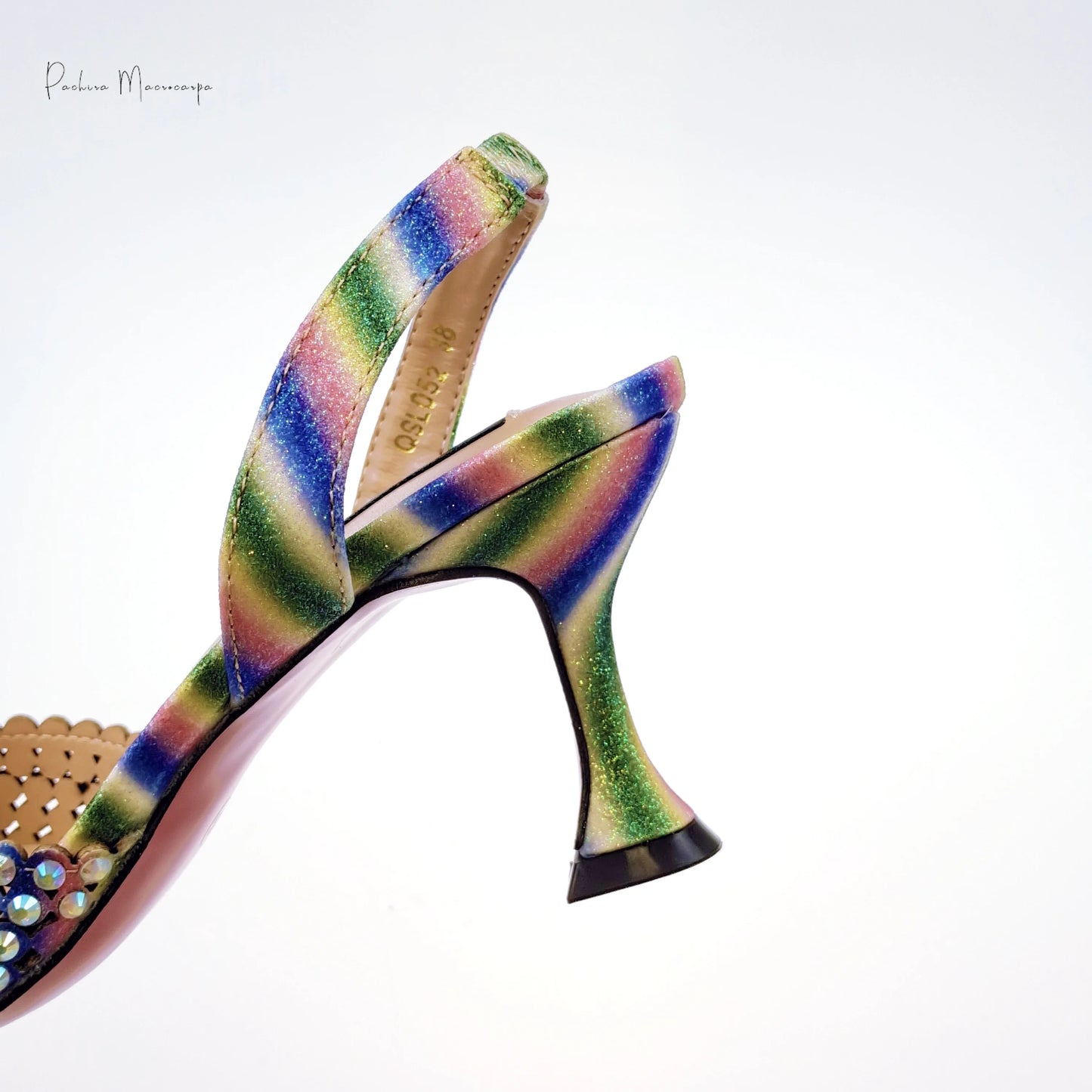 New Maxy Design Simple and Elegant Colorful Rhinestones Rainbow Color Women's Shoes and Party Wedding Bags