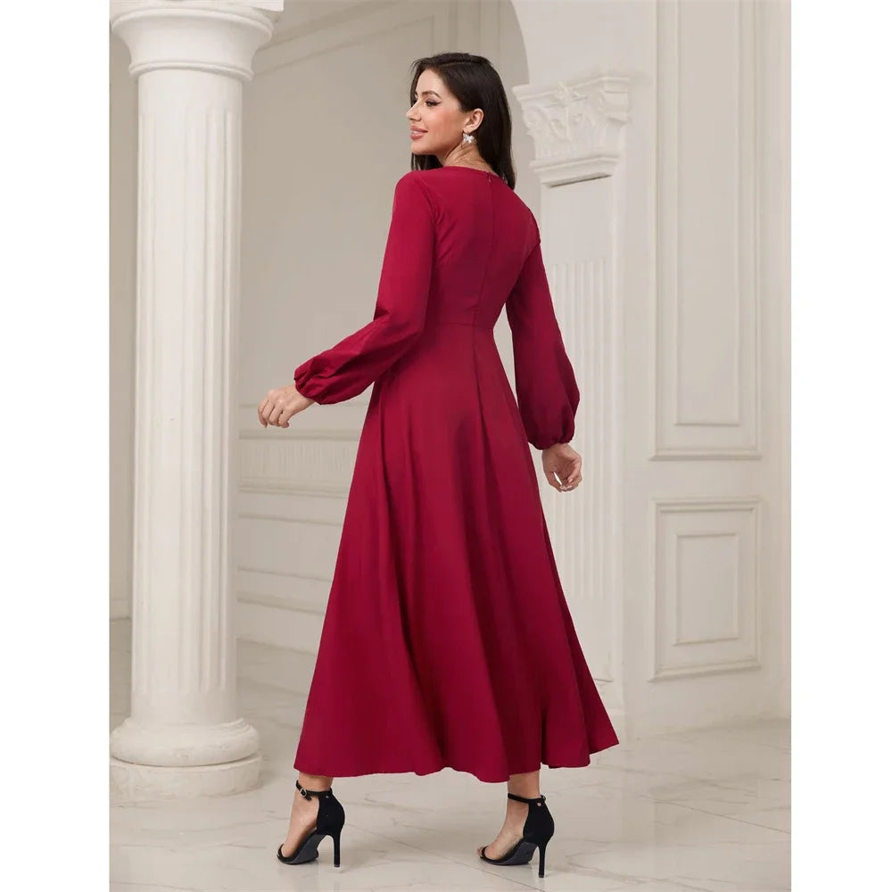 Maxy Autumn Fashion Muslim Women Abaya Casual High Waist Long Maxy Dress Turkey Arabic Kaftan Islamic Party Gown Vestidos Caftan