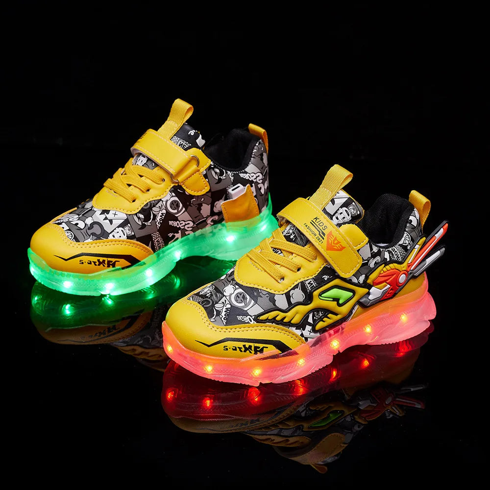 Maxy Boys & Girls Children LED Shoes Fashion Toddlers Lighted Sports Casual Little & Big Kids Sneakers USB Charger Size 22-38