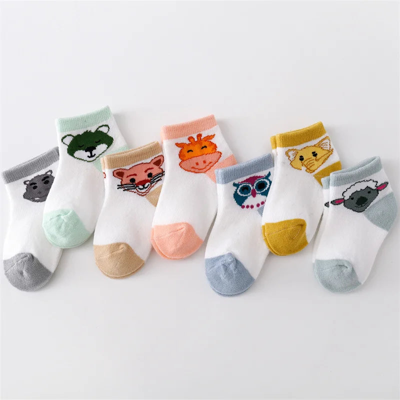 Maxy 7Pairs/lot Newborn Baby Boys Girls Socks Summer Mesh Thin Cotton Cartoon Infant Socks For Boy Girl Casual 0-24Month