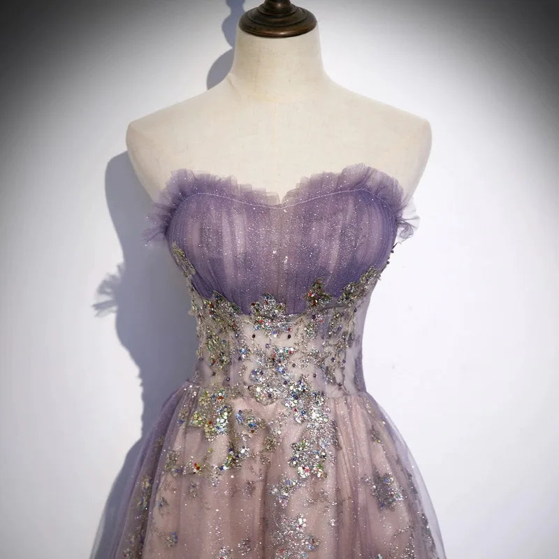 Maxy Strapless Evening Gown with High-end Feel, Trailing Princess Colored Veil, Host of The Annual Meeting, Vocal Art Exam Long Skirt