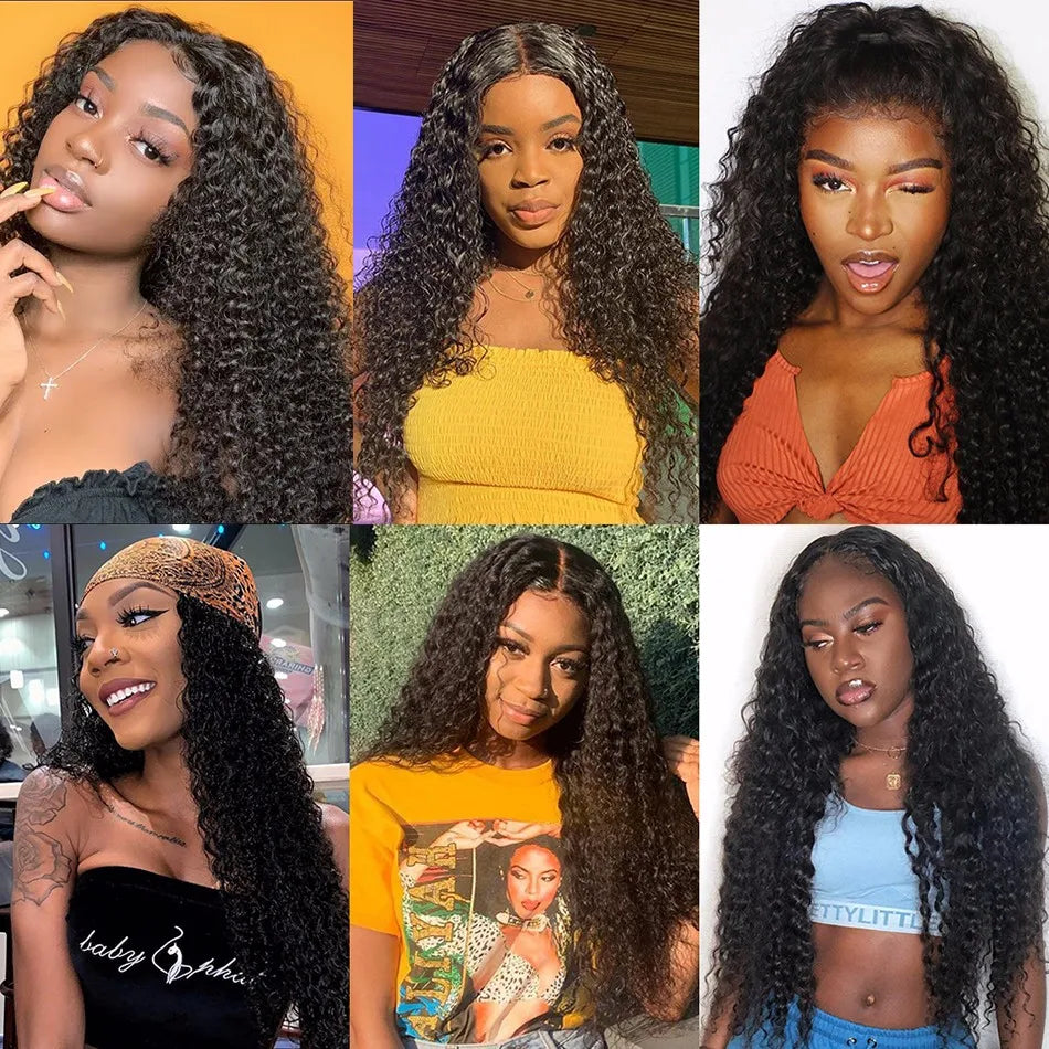 Maxy Kinky Curly Bundles with Frontal Brazilian Hair 3/4 Bundles 13x4 Lace Kinky Curly Virgin Hair with Baby Hair for Black Women