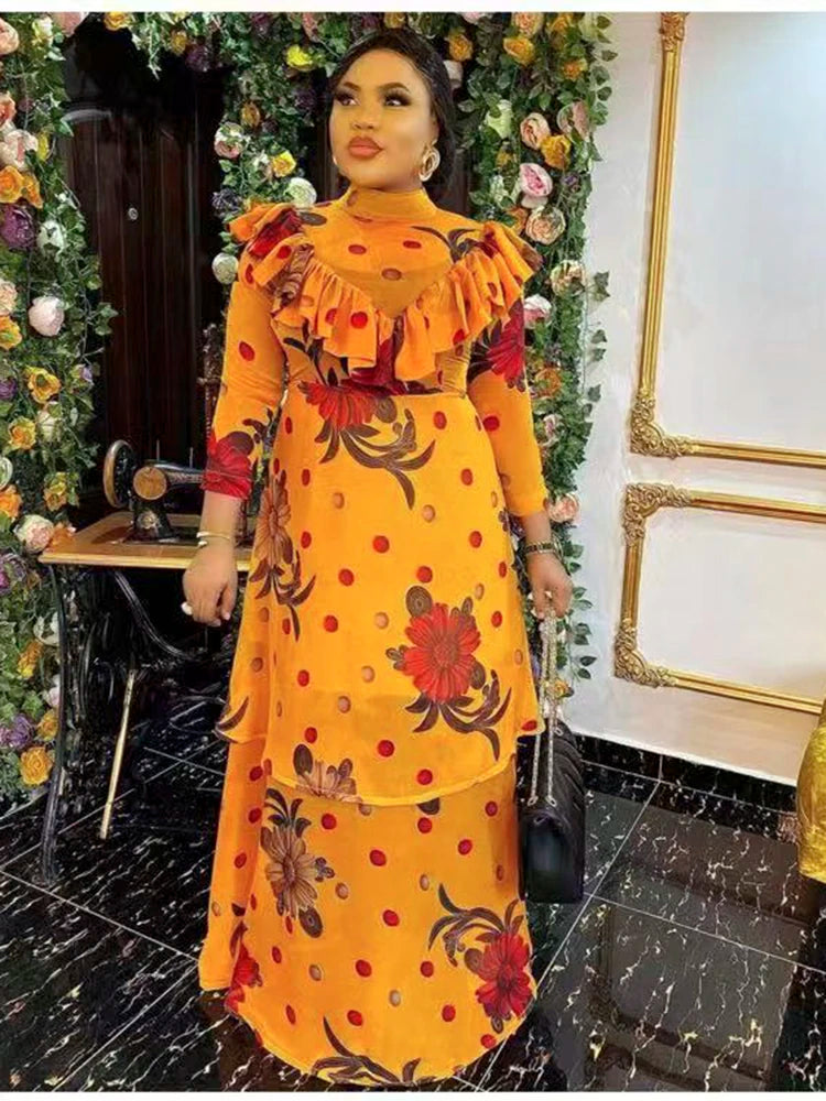 Maxy Two-Piece African Dress For Women Wedding Birthday Party Dresses Dashiki Long Maxy Turkey Outfits Plus Size Ladies Clothing