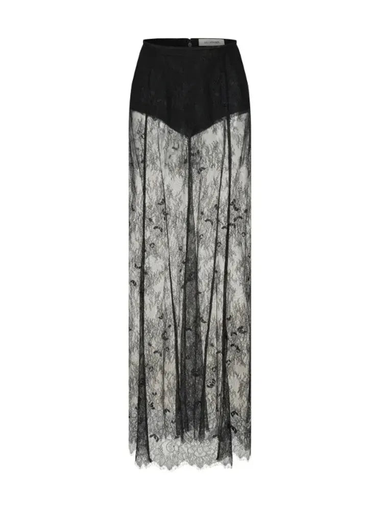 Maxy Tossy Fashion Lace 2 Piece-Set Long Skirt for Women Slim Tube Tops Pullover And Printed Maxy Skirt Sets Summer Female Outfits