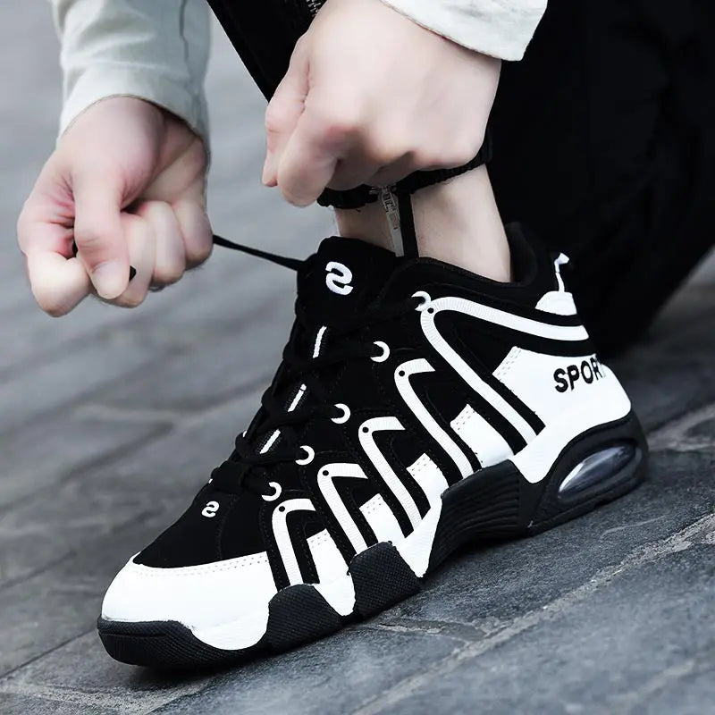 Maxy Plus Size High Top Outdoor Cushion Man Sneakers Women Running Shoes Sport Men Running Men's Sports Footwear Black White GMB-1272