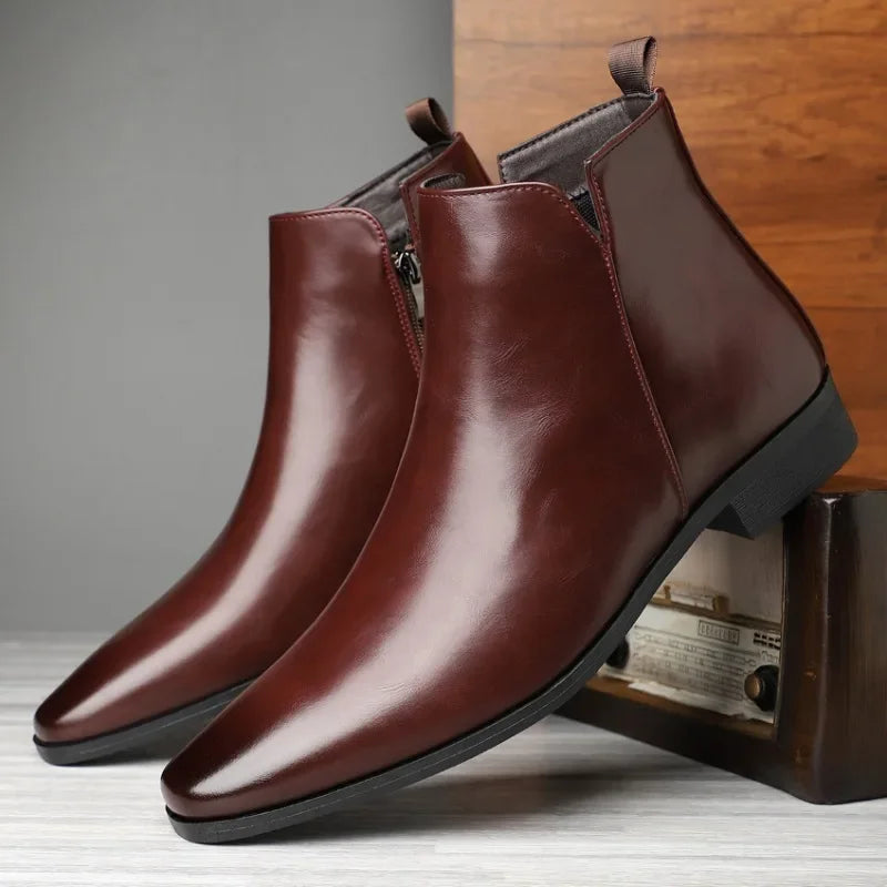 Visco New Men's Boots Classics Chelsea Boots Luxury High Top Leather Boot Fashion Casual Ankle Boots Men Dress Boot