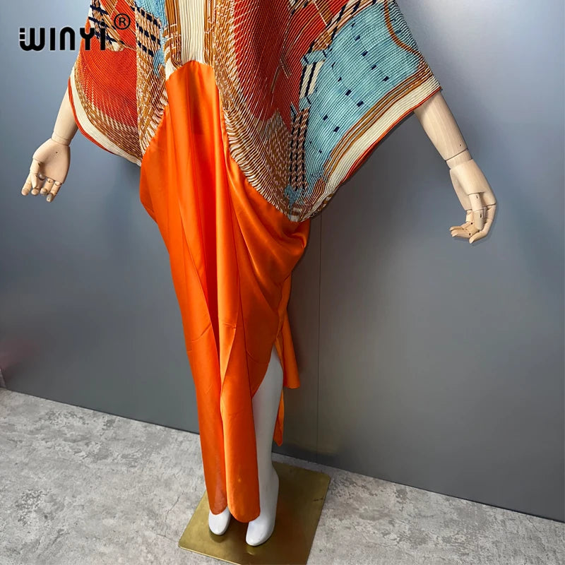 Maxy Pleated Elastic loose dress holiday beach cover up Maxy kaftan abaya dubai luxury party dresses boho woman clothing Caftan