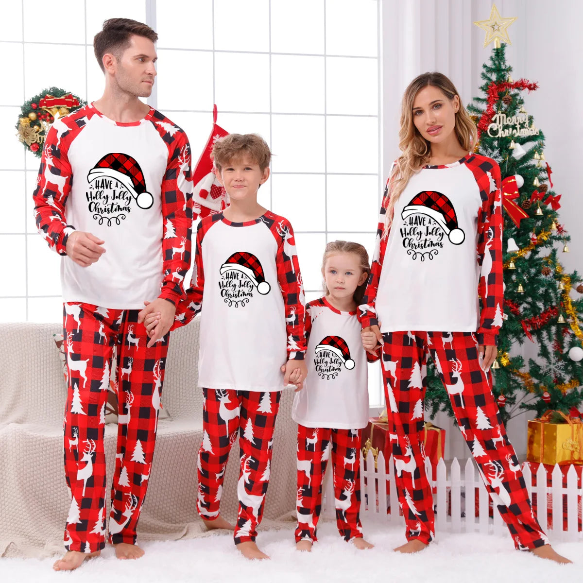 Merry Christmas Print Family Matching Outfits New Year Adult Kids Clothing Set Casual Soft Pajamas Baby Romper Dad Mom Xmas Look