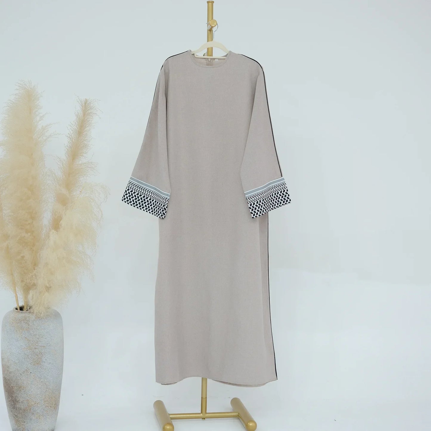 Maxy Linen Closed Abaya Keffiyeh Muslim Dress Printed Abayas for Women Dubai 2024 Luxury Turkey Ramadan Islamic Clothes Kaftan Robe