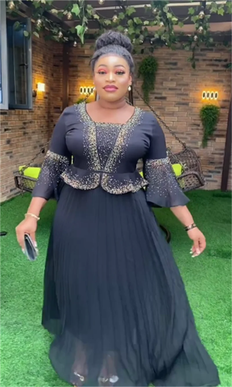 Amay Dashiki Turkey Dresses Elegant For Women Wedding Party Evening Gown Dubai Kaftan Abayas Plus Size Chiffon Boubou