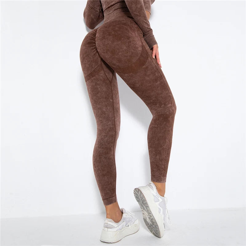 Seamless Sports Suits Women O-neck Crop Tops Long Sleeve Push Up Leggings Sets Gym Wear Summer Two Pieces Sets Tracksuit Feamle