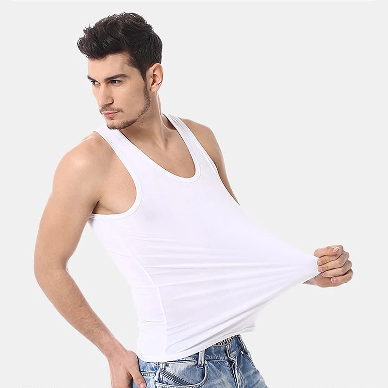 2025 New Men's summer lightweight cotton tight vest, casual family pajamas, outdoor tight top, breathable quick-drying vest