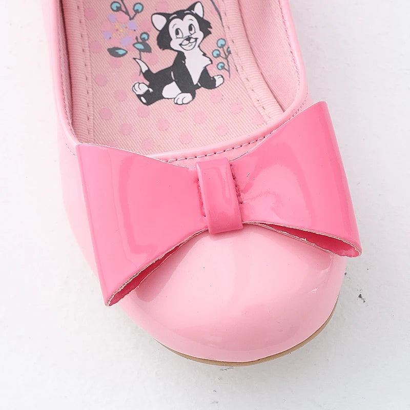 Maxy Disney Girls Cartoon Bow Minnie Mouse Print Sandal Children Casual Sneaker Baby Kid Princess Shoes Toddler Flat Leather Shoes