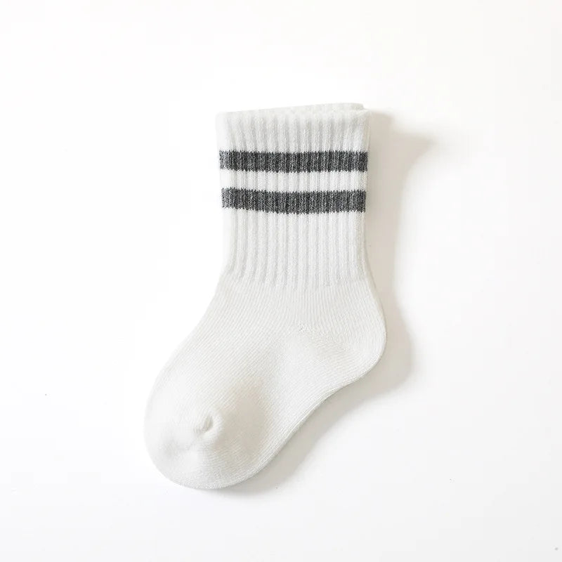 Maxy Children White Black Striped Sport Cotton Soft Tube School Ankle Short Socks for Baby Infant Toddler Kids Boys Girls Clothes