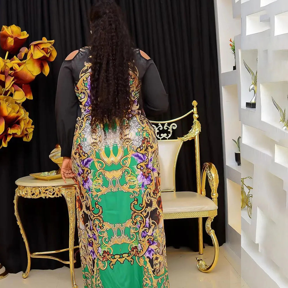 Dashiki African Print Dresses for Women 2024 New Fashion Ankara Plus Size Wedding Party Gowns Elegant Turkey Muslim Maxi Dress