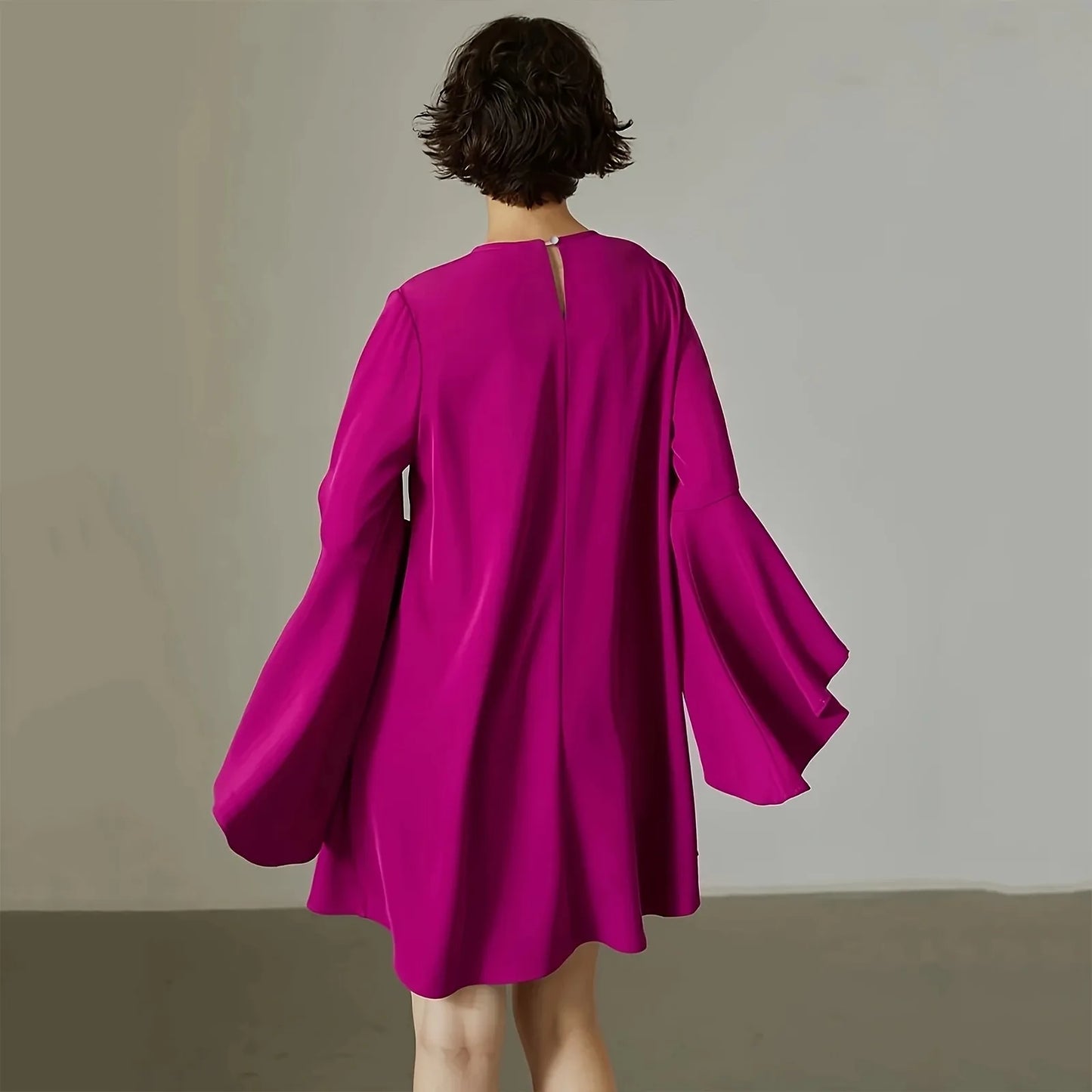 Spring, Summer Women Solid Dress Fashion O Neck Ruffles Loose Casual Dresses For Woman Robe Femme 2024 New Elegant dress