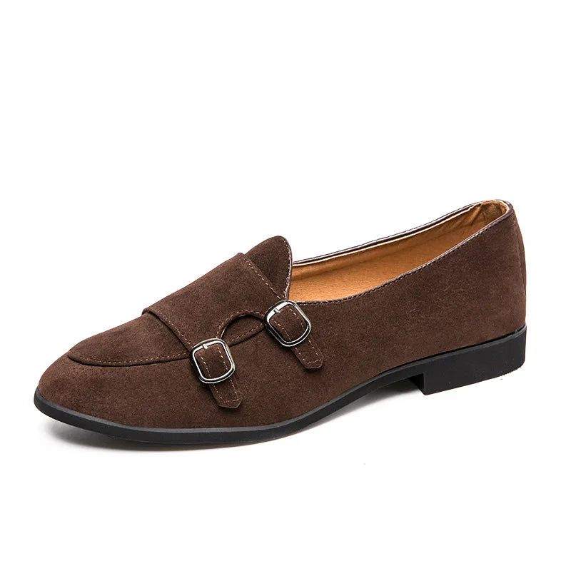Amay Double Monk Strap Shoes Brown Dress Loafers Men Dress Shoes Italian Wedding Dress Coiffeur Office Shoes Men Formal Dress