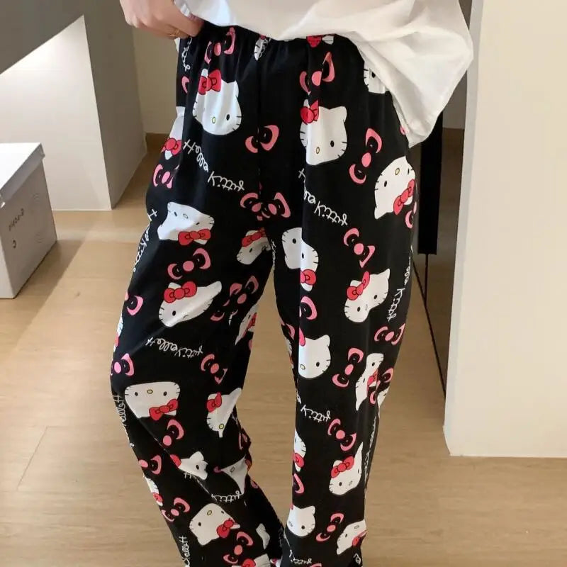 Maxy Spring Autumn Thin Hello Kitty Printed Women's Pajama Pants Summer Popular Loose Casual Pants Cartoon Home Casual Walking Pants