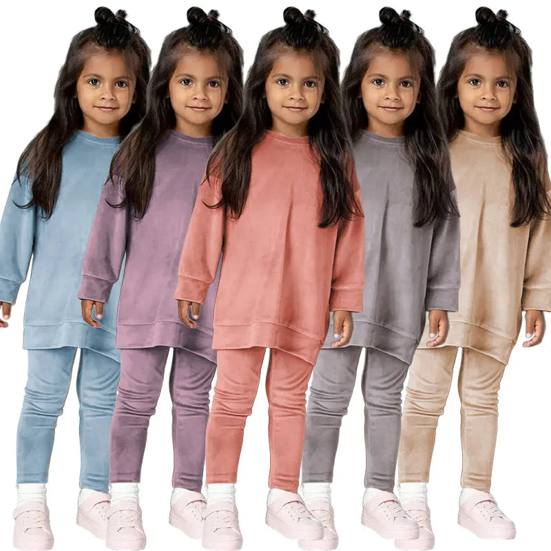 Maxy Spring Autumn Kids Velour Clothing Sets Girls Outfits Boys Sweatshirt Pants Tracksuit Suits Children Clothes