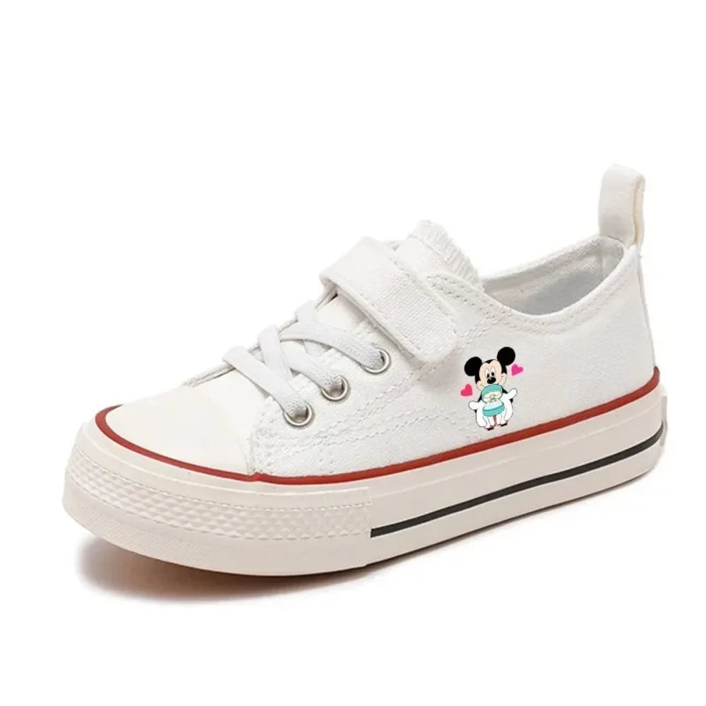 Maxy Girl Boys Kids Shoes Love Mickey Mouse Clubhouse Disney High-top Low Canvas shoes Casual Cartoon comfort Children Print Shoes 22