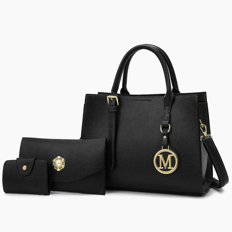 Maxy 3 Piece Or 1 Set Casual Tote Vintage Ladies Handbag PU Leather Luxury Handbags Women Designer Bags for Women Sac A Main Femme