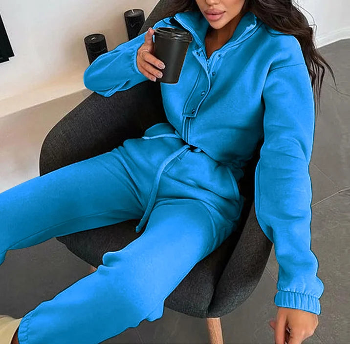 Maxy Casual Stand Collar Jumpsuits Women Autumn Winter Zipper One Piece Long Sleeve Outfit Solid Loose Drawstring Rompers Tracksuits