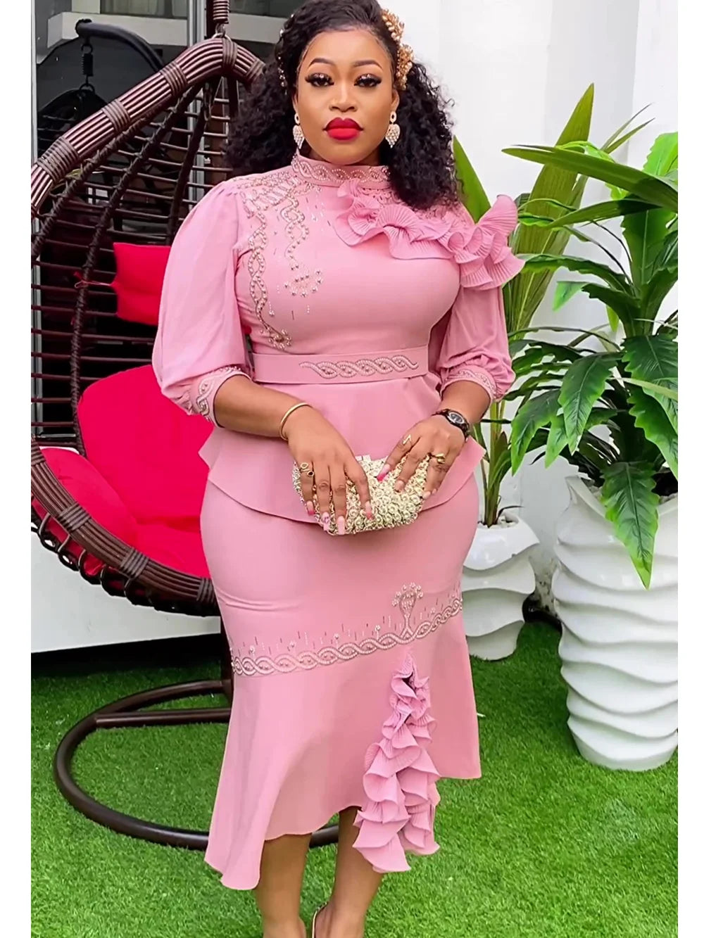 Maxy 2 PCS Set Africa Clothes African Skirts And Top for Women Ankara Wedding Gown Outfits Plus Size Lady Party Dresses