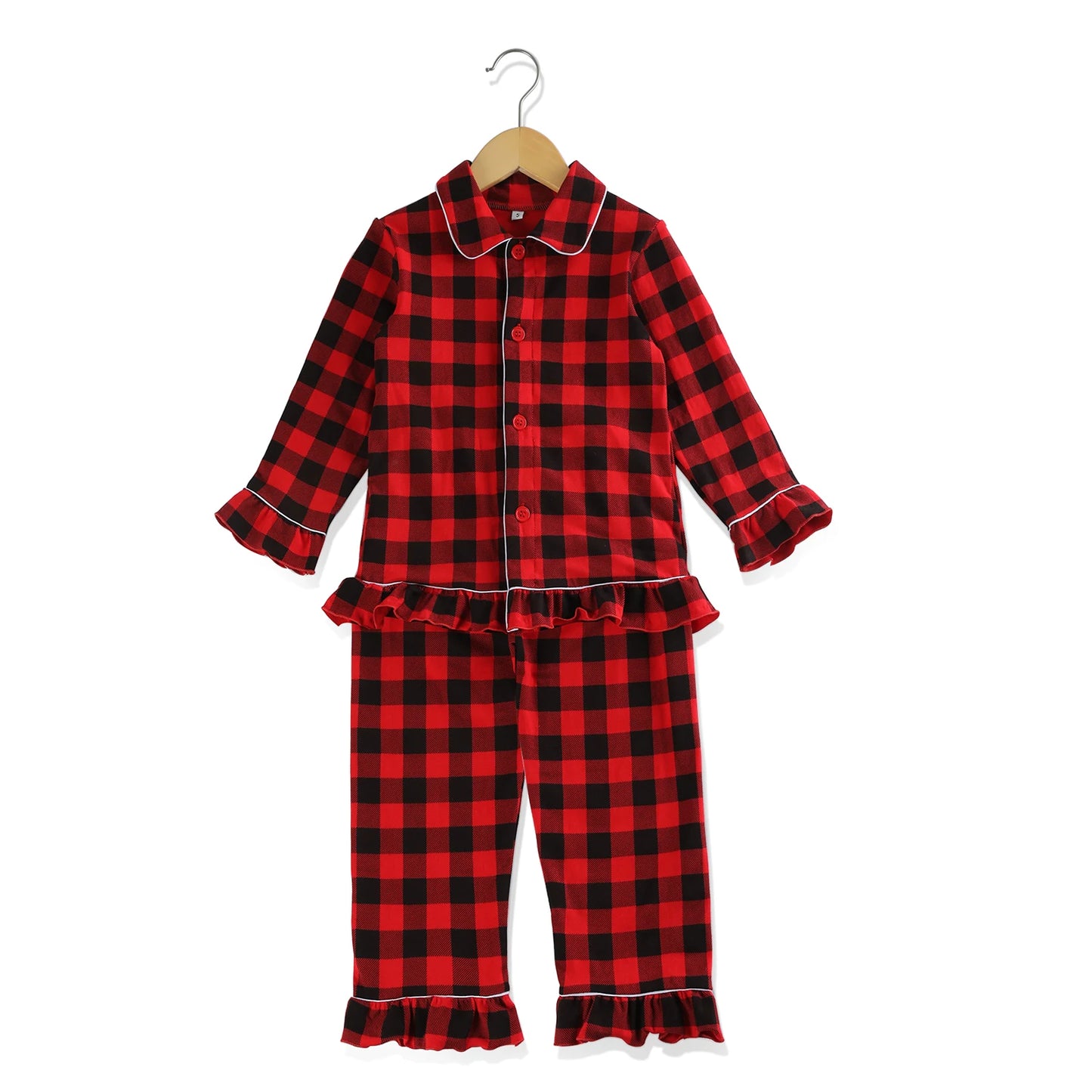 Babs pajamas red plaid cotton kids boy and girl family matching Christmas pyjamas sets