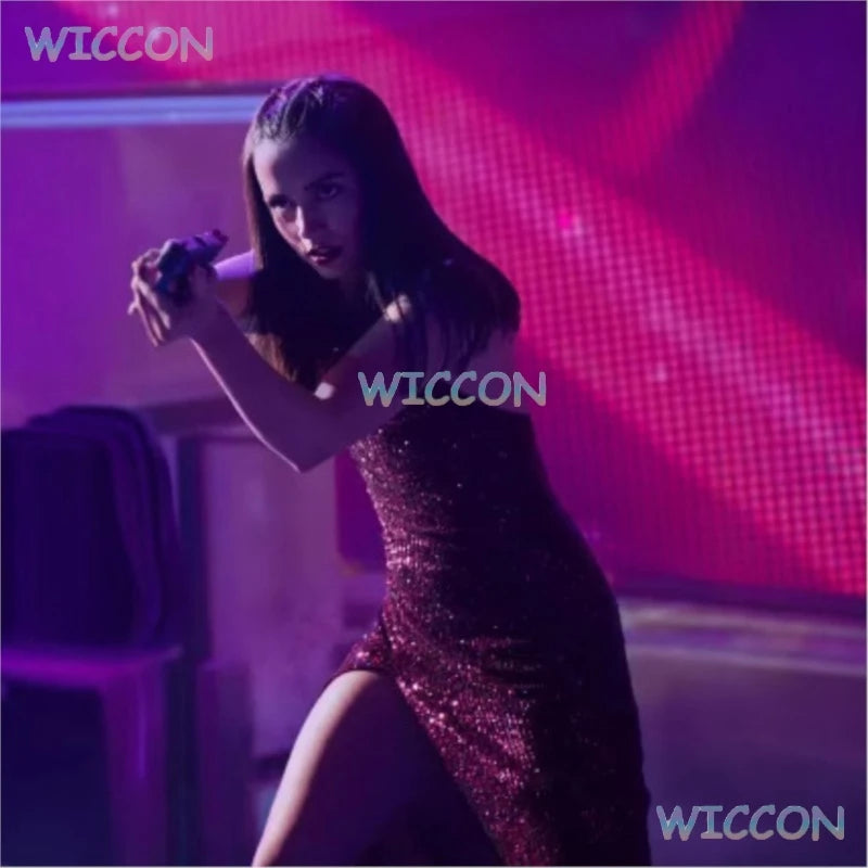 Maxy From The World Of John Wick: Ballerina Eve Cosplay Red Evening Halterneck Dress Cosplay Costume Movie Suit