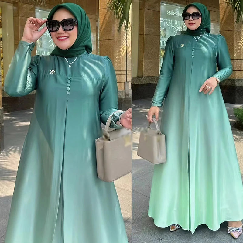 Maxy Plus Size African Dresses for Women Print Ombre Kaftan Dubai Abaya Ankara Dashiki Africa Clothing Loose Boubou Robe Gown Evening