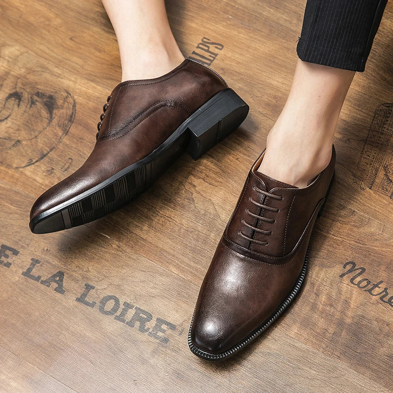 Visco Elegant Leather Men Shoes Italian Formal Dress Male Footwear Luxury Brand Fashion  Office Working Oxford Shoes for Man