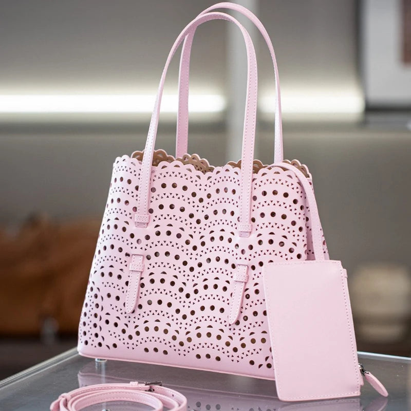 Maxy Custom Initials Genuine Leather Tote Bags For Women Luxury Designer Handbags Purses 2025 New In Cowhide Hollow Underarm Shoulder