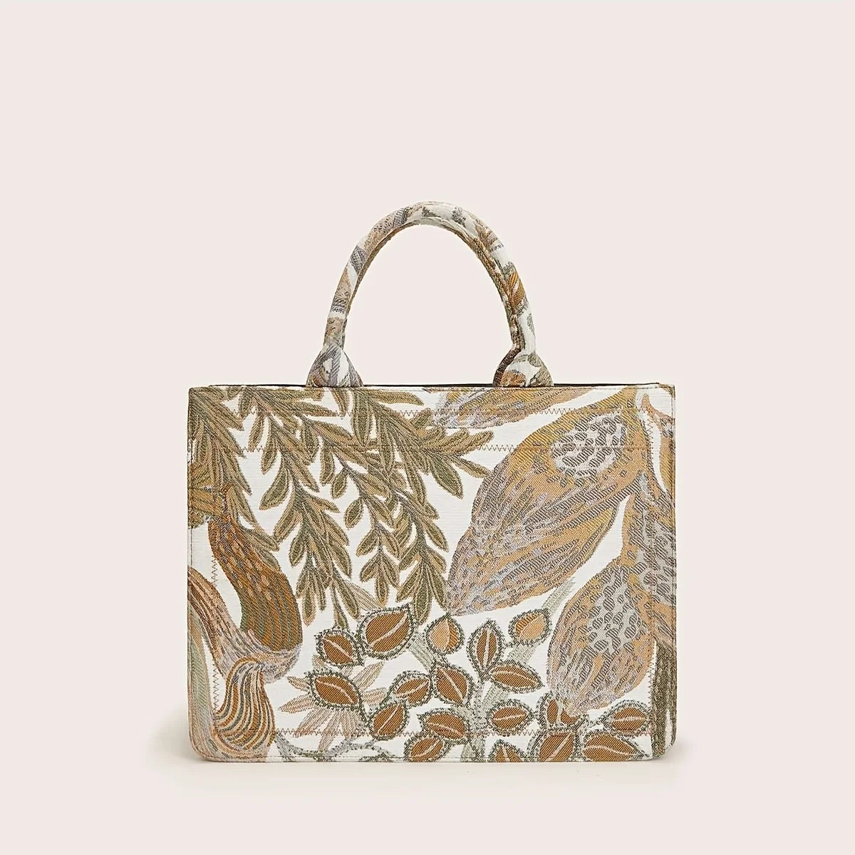 Maxy Stylish Floral Pattern Tote Handbag, Trendy Satchel, Large-capacity Bag With ZIPPER