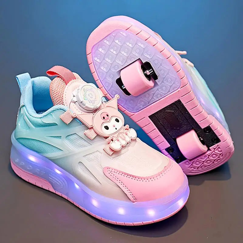 Maxy Melody Child Ice Skates Shining Shoes Kawaii Cartoon Mesh Shoes Roller Shoes Summer Cute Heelys Plush Girl Gift