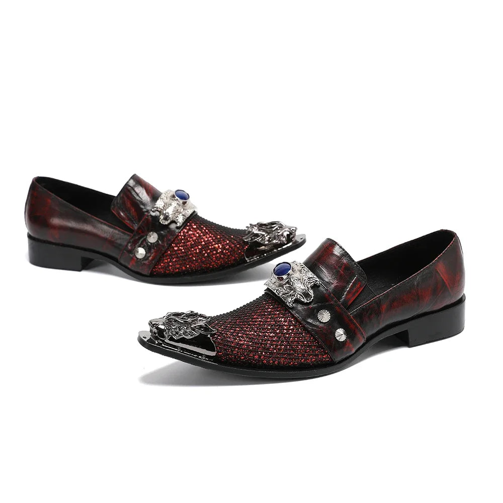 Amay Fashion Handmade Men Wedding Party Dress Shoes Italian Metal Charm Cow Leather Formal Shoes Business Office Male Shoes Plus Size