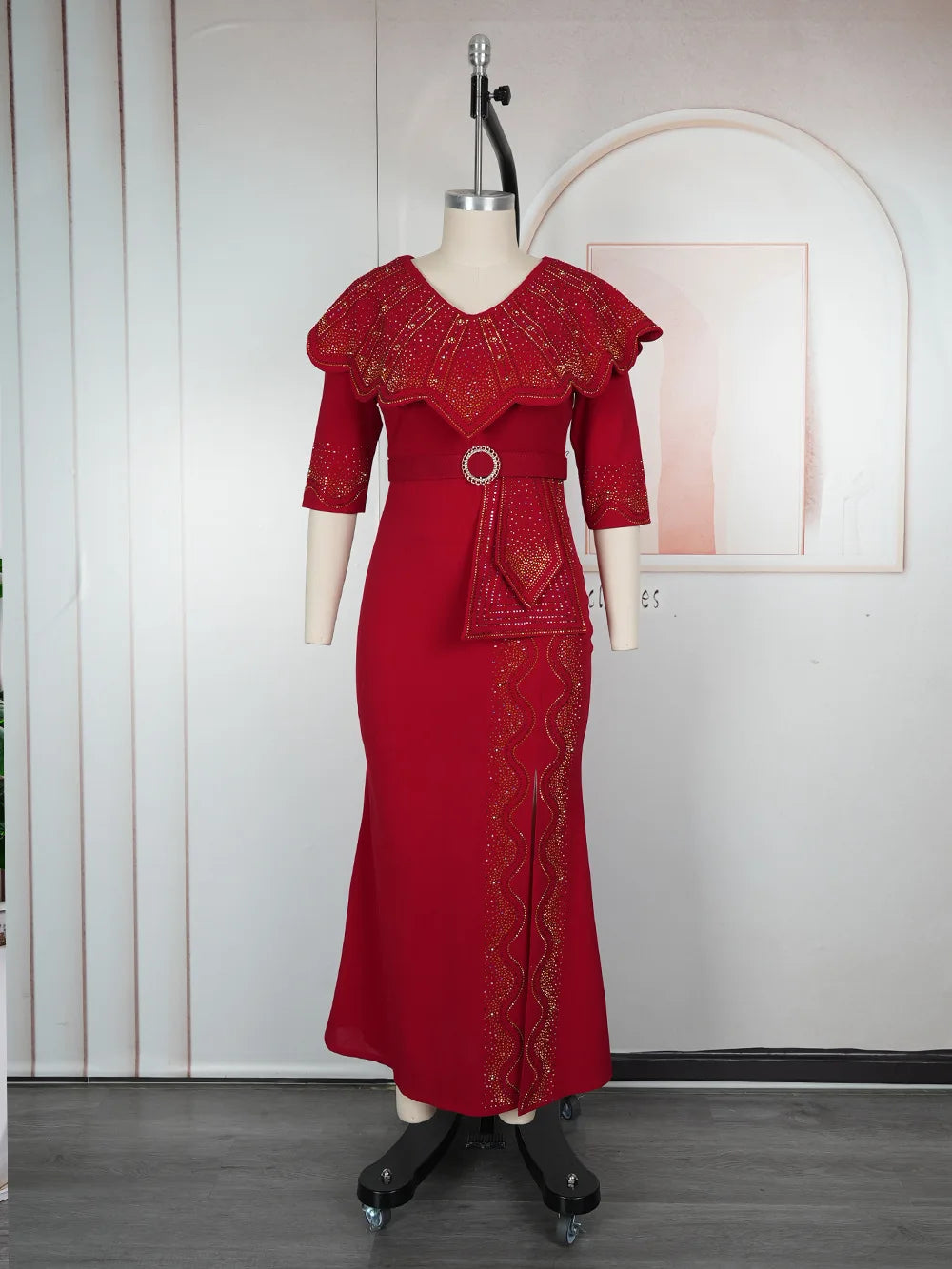 Amay Plus Size Party Dresses for Women Dashiki Diamond Bodycon Long Dress Elegant Muslim Wedding Evening Gowns Outfits