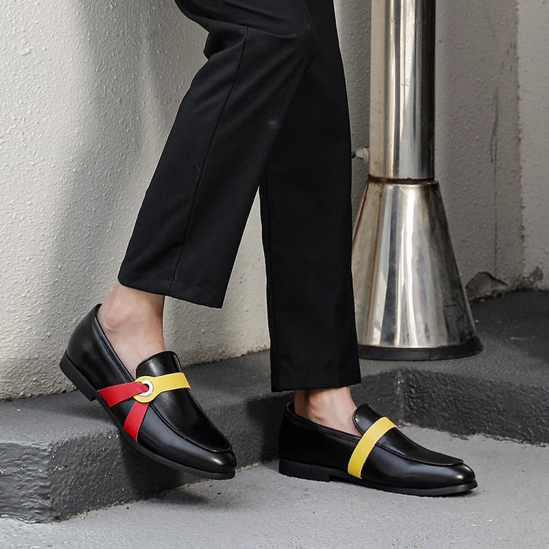Visco Four-season Fashionable Men Loafers European American Casual Lightweight One-foot Business Versatile Small Leather Shoes Men