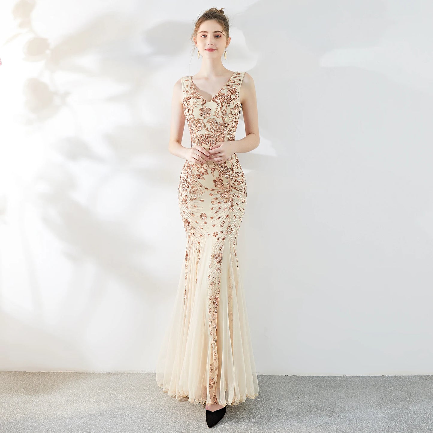 Maxy Customized Women's 1920s Inspired V Neck Sleeveless Gatsby Dresses Long Evening Cocktail Gowns