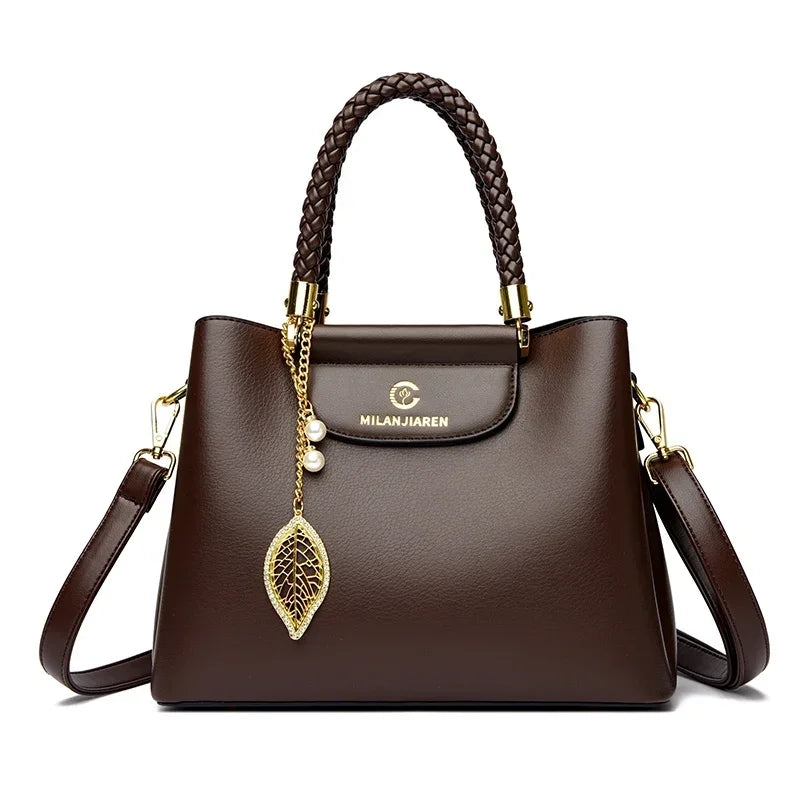 Maxy Genuine Soft PU Leather Handbags for Women Vintage Shoulder Tote Bag Luxury Designer Ladies Large Capacity Purse Bags Sac A Main