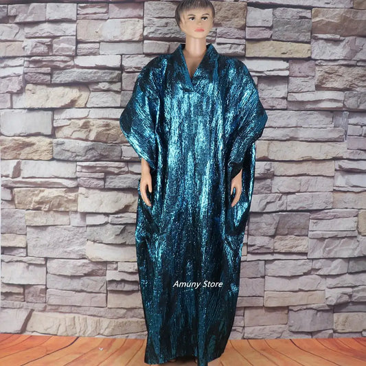 Maxy African American mother expensive custom hot gold jacquard fabric loose dress