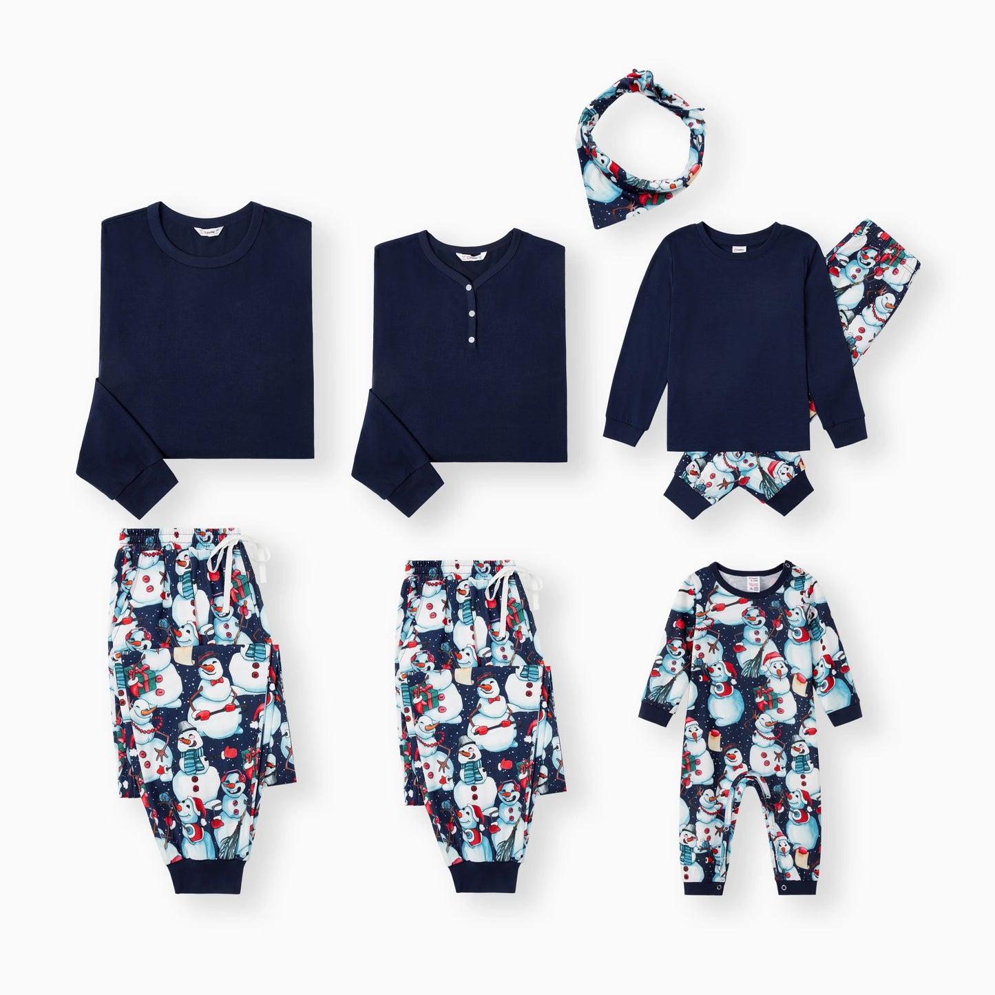 PatPat Christmas Pajamas Sets Family Matching Henley Neck Long Sleeves Snowman Pattern