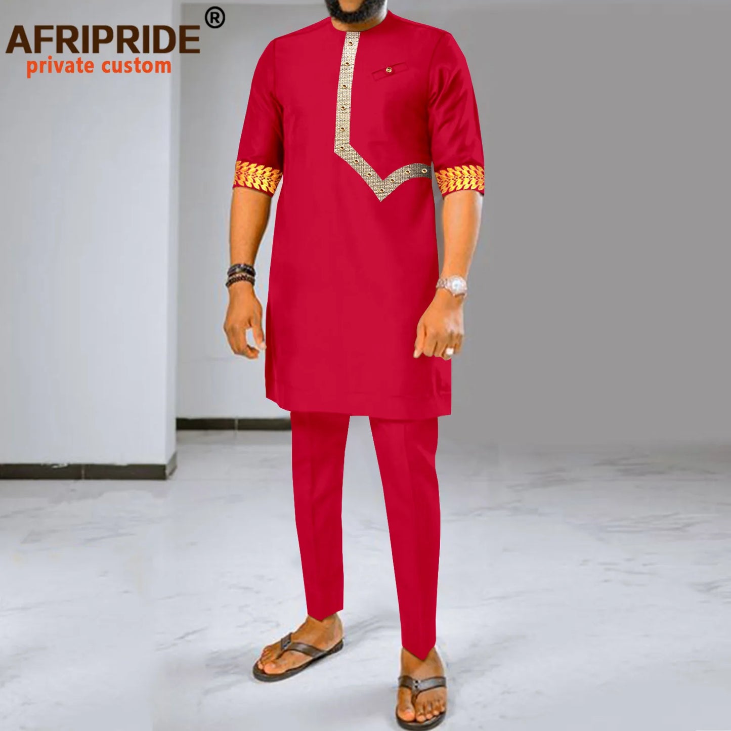 Maxy Men Tracksuit African Clothes 2 Piece Set Dashiki Embroidery Short Sleeve Shirt and Ankara Pants Set Dashiki Outfits 2416017
