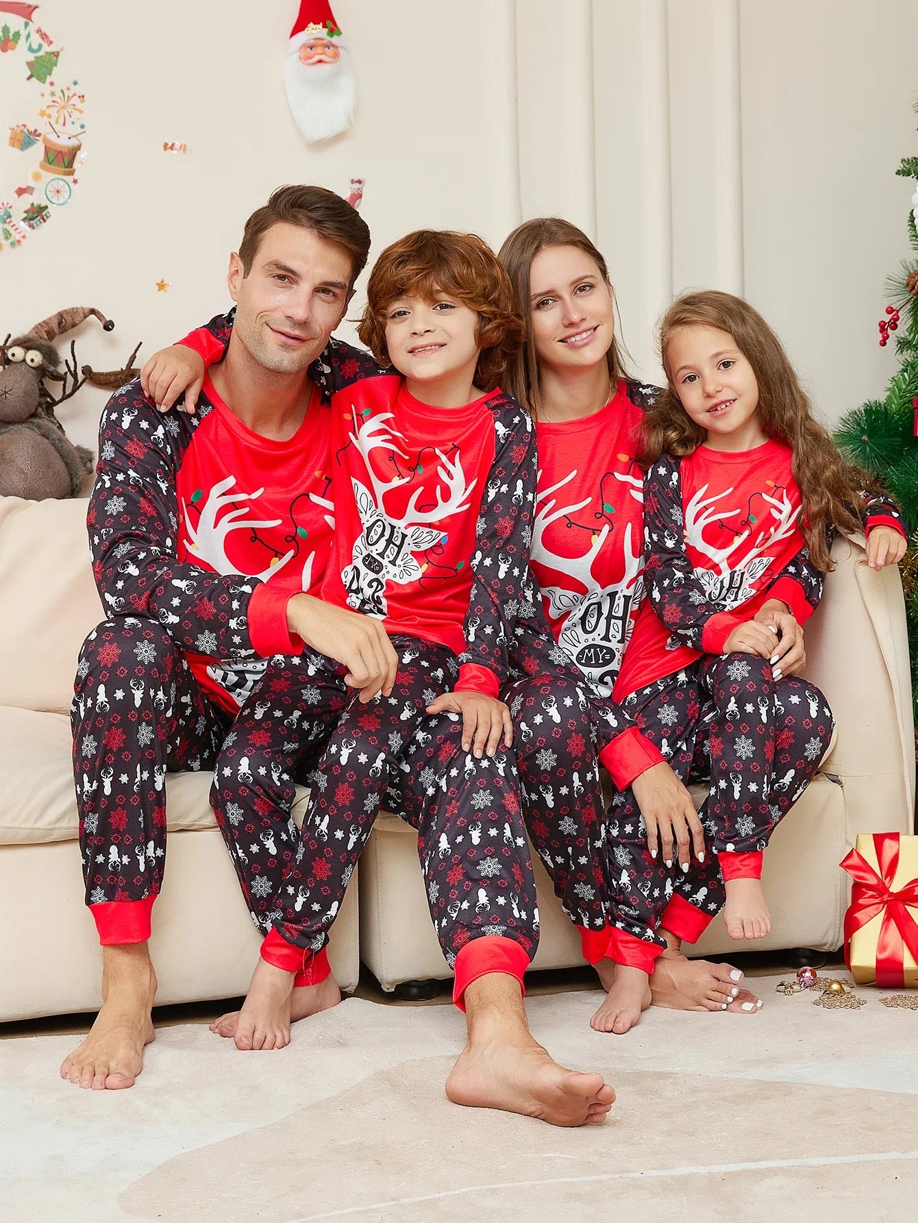 Maxy Christmas Family Mommy and Me Clothes Outfits Tops+Pants Family Matching Pajamas Mother Daughter Father Son Sleepwear Xmas