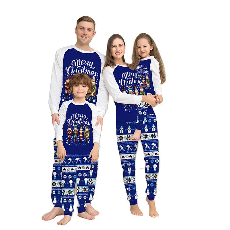 Max Family Matching Christmas Pajama Set Nutcracker Print Raglan Sleeve Tops Elastic Waist Pants Fall Winter Family Xmas Sleepwear